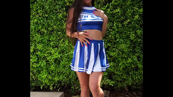 Super sexy naked cheerleader flashing for you 