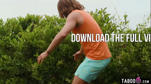 Big tits brunette MILF perved on by a young dude when she masturbated outdoor 