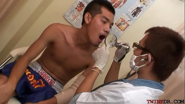 Slim Asian patient barebacking doctor after examination 