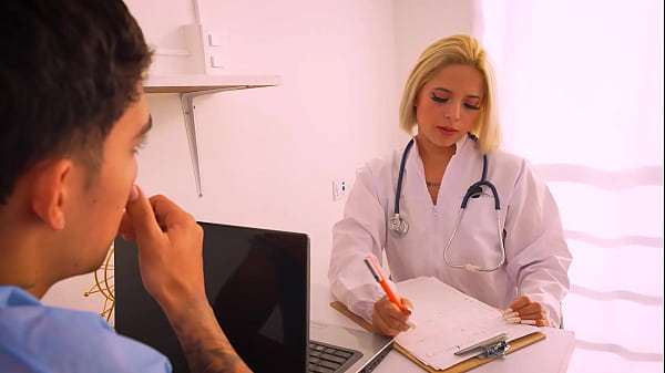 Blonde doctor xiara dark gets horny checking her patient's huge cock juan bustos doctor
