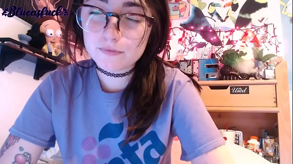 Pretty nerd girl having fun
