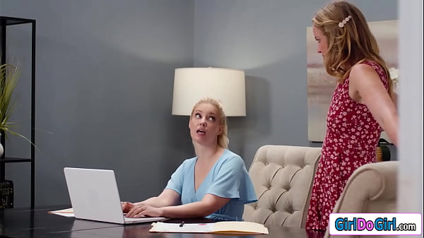 Stepmom charlotte stokely and her stepdaughter khloe kingsley have a secret milf is pussy licked under the table right under her wifes nose