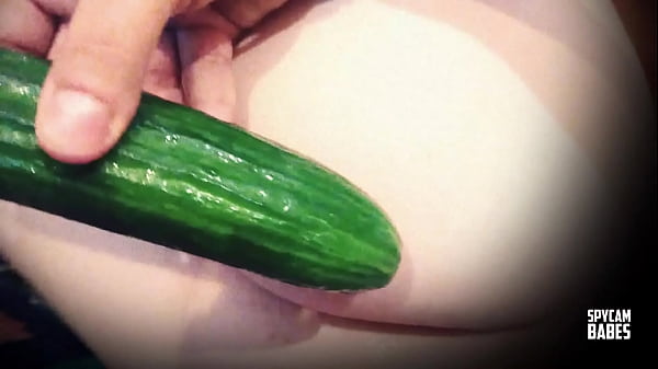 She Is Fucked By A Big Cucumber On Her Shaved Pussy.. She Loves It thumbnail
