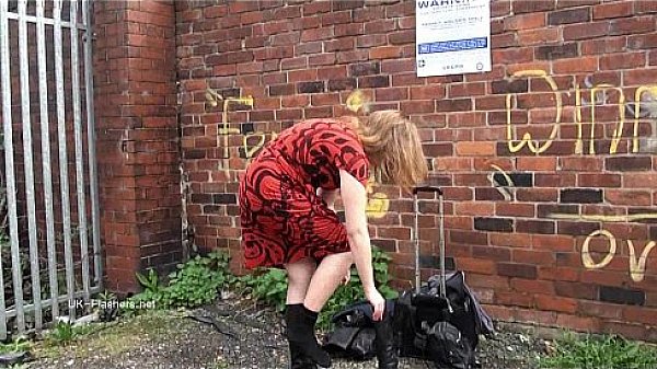Longhaired redhead Jannas public masturbation and outdoor milf flashing the stre 