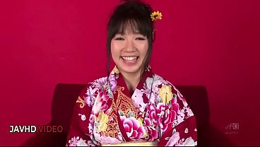 Chiharu'_s Kimono Threesome Ends with Hot Creampie Bliss
