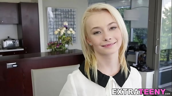 Cute tiny blonde deepthroats thick cock 