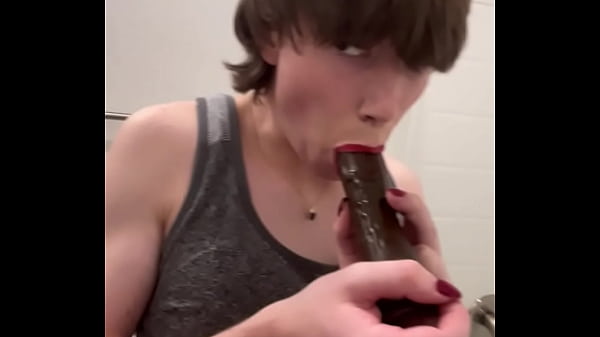 Barely Legal Tranny Solo Dildo In Bathroom thumbnail