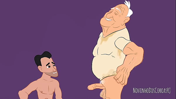 Velho bab&atilde;o dando leite - Desenho Cartoon 