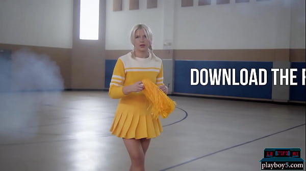 Tight body cougar model blonde gets naked for Playboy on a basketball court 