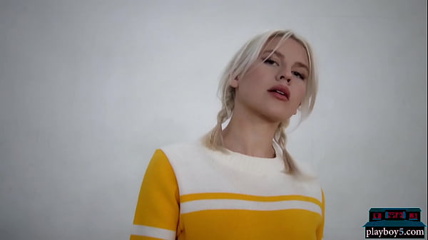 Tight body cougar model blonde gets naked for playboy on a basketball court