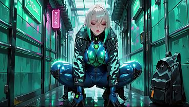 Ai-generated- Cyber Agent's Private Night! The Blonde Siren In Her Neon Tactical Suit Lounges Seductively Inside The High-tech Command Center. thumbnail