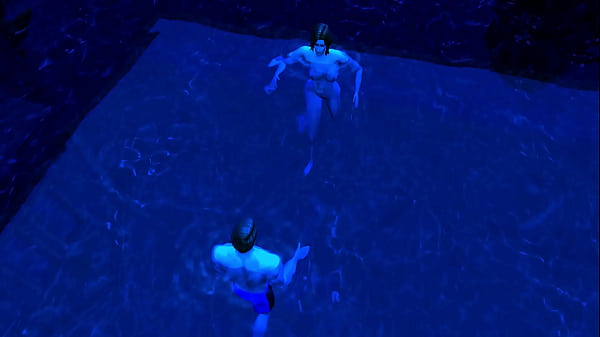 Play MP4 - Stepmom swims naked with her son and then strokes his cock