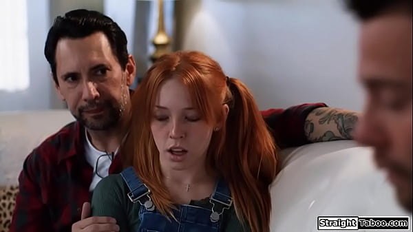 Social worker knows whats going on between stepdad and stepdaughter.He wants a piece and the small tits redhead is anal fucked while sucking stepdaddy 
