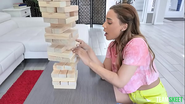 Cute y teen big black cock fuck during jenga game