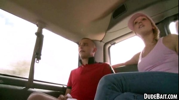 A sexy hunk in the van is tricked with head from a man