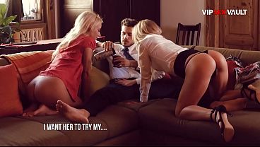 Vibrator on Both Pussies Then They Drop Down for a Double BJ Vibrator on Both Pussies Then They Drop Down for a Double BJ