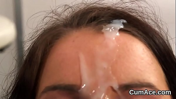 Flirty doll gets sperm shot on herface gulping all the semen