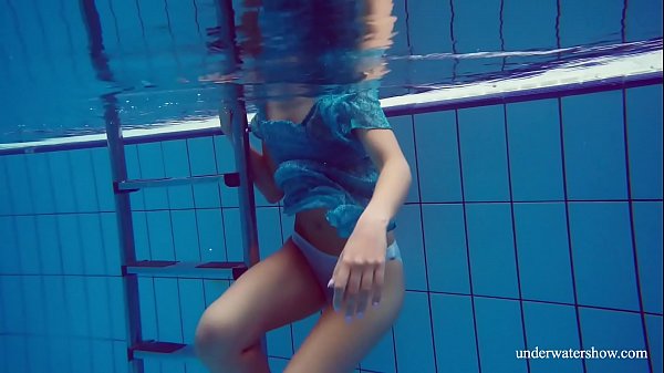 Hot hairy_brunette teen_in the pool naked