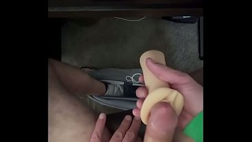 Playing with Toy Under the Office Desk