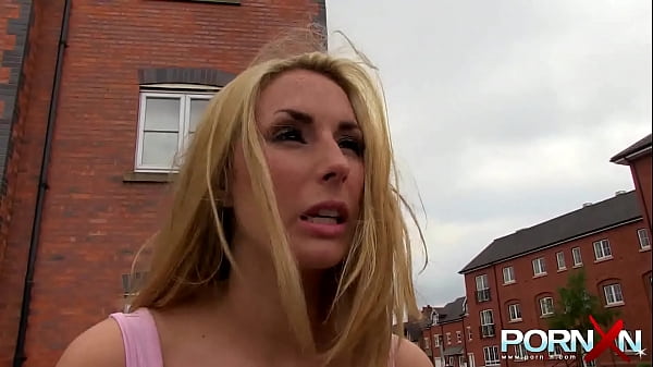 Sinfully chesty blonde babe in yoga pants Paige Turnag flashing her sexy hooters and pissing in public 