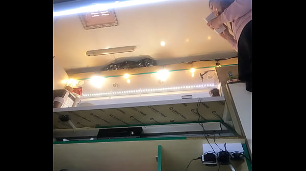 Hot slut with long legs and beefy pussy lips serving freshly made mini donuts 