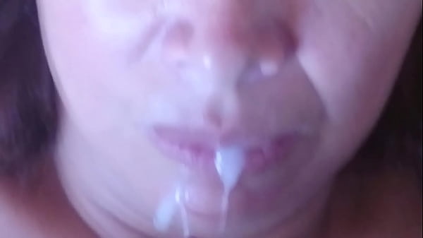 Stepmom receives big cumshots from well endowed on her beautiful_face and mouth