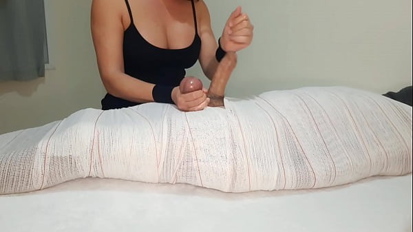 Part1 Mummified Handjob With Interruption Of Cum For Two Minutes. thumbnail