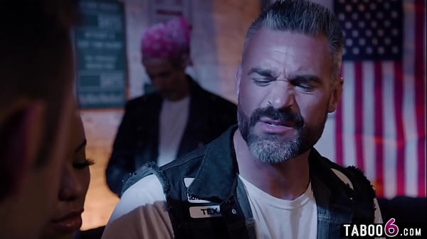 Play MP4 - Rough biker Charles Dera fucks prospect his girlfriend ebony Kira Noir hard