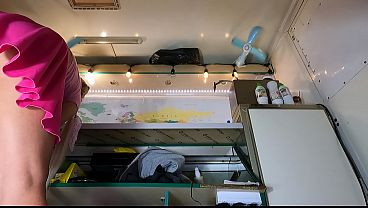 Super hot girl with big natural boobs and sweet pussy upskirted at work pov