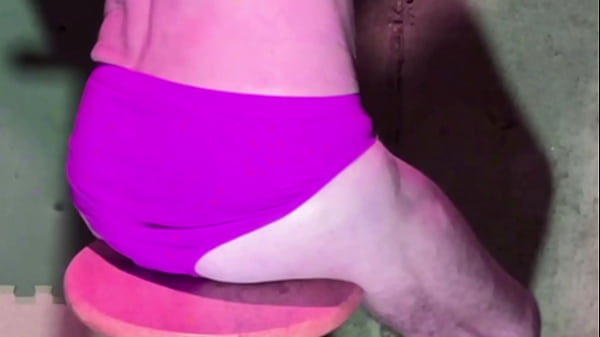 preview stretching in Basement on Stool in briefs - color changing 