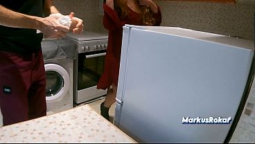 Play MP4 - Stepmom in Kitchen Said NO Sex&excl; - Allows Stepson Only Jerking off & Cumshot on her Fat Ass