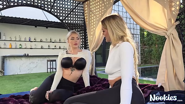 Hitchhiker threesome with two hot blondes 