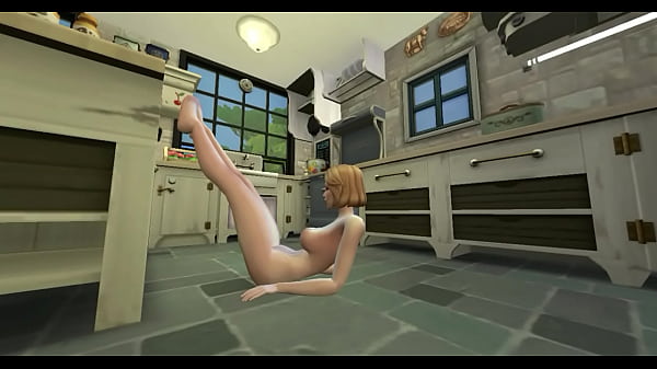 Horny girl_touches_herself_in the kitchen