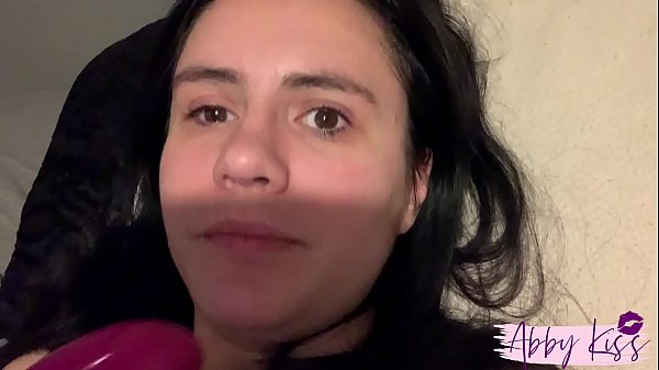 Abby KissPulls Big Vibrator FromHer Little Pussy and Throat Fucks Herself With_It