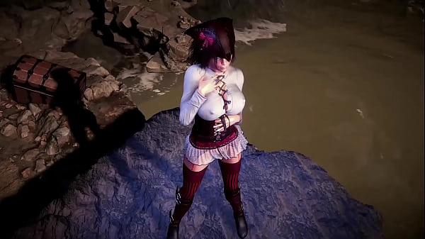 Leader of thieves lara croft shows her tanned body on the seashore 