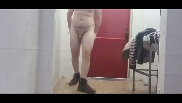 Nude boy in A public changing room