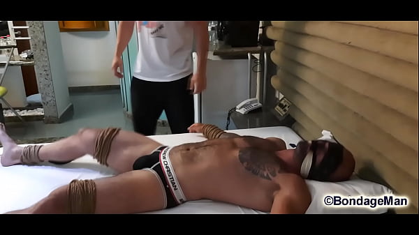 Victor tied up gagged and tickled by Peter