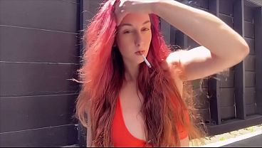 European Stepmom Artemisia Love Long Hair Fetish Solo Sexy Smoker Outside thumbnail