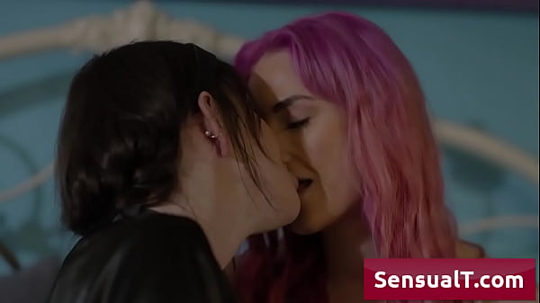 Amazing busty transsexual black haired teenager enjoy getting seduced by her horny friend for a nice blow 