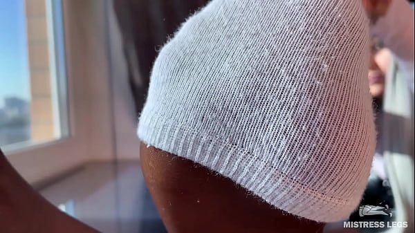 Smelly nylon feet in front of your face teasing you 