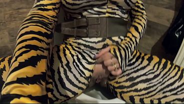Open pussy jumpsuit pee play big tits hard nipples and bathroom fetish