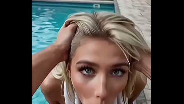 Pretty blond strokes your cock ai generated