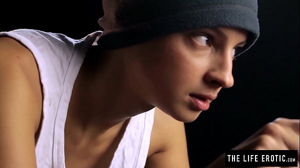 Beautiful sweaty teen humping anexercise bike seat