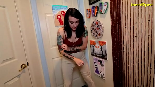 Mia Hope Pissing Her Dress Pants Outside Bathroom thumbnail