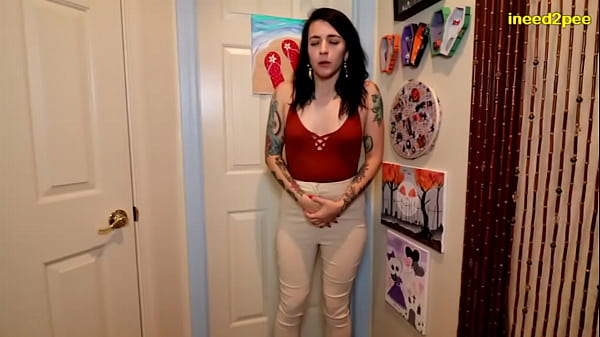 Mia Hope Pissing Her Dress Pants Outside Bathroom thumbnail