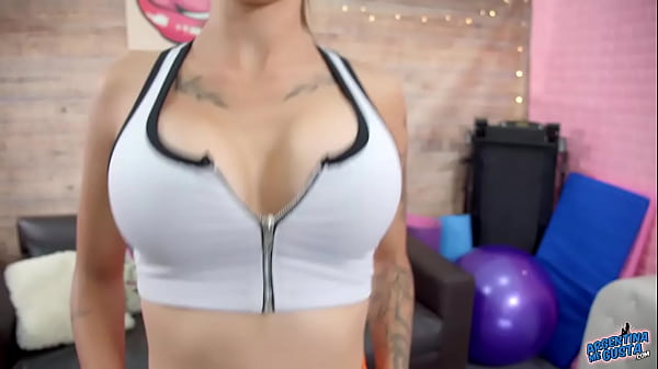 Big Cameltoe on Skinny Big Tits Babe Wearing Biker Leggings 