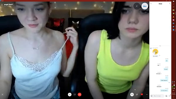 Two girls showing off on skype 