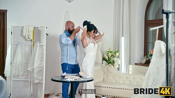 Play MP4 - BRIDE4K&period; Sexy skinny brunette gave her young body to a wedding salon owner with a huge dick