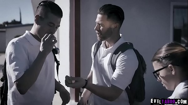 Nerdy babe shows wild fucking skills in a 3some 