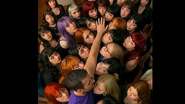 Harem with 18 women licking a man's fingers hand and arm 